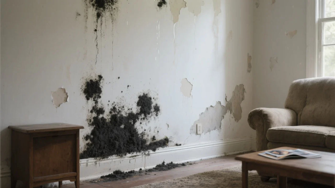 Derelict house infested with black mold and damp